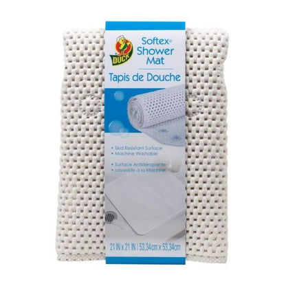 Emery Jensen softtex bath mat 21x21 inches in white, plush and absorbent for bathroom comfort and decor.