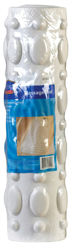 White Emery Jensen massage bath mat, 36-inch non-slip bath mat with textured surface for comfort and safety.