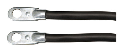 Emery Jensen 24-inch battery cables with switch start design, shown with red and black clamps attached to automotive batteries.