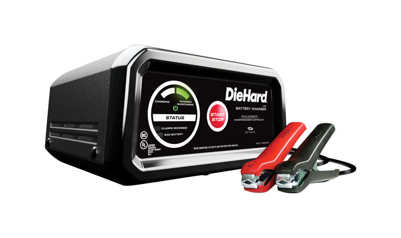 Two Emery Jensen Automatic Charger DH 10A battery chargers, compact and efficient for quick charging of vehicle batteries.