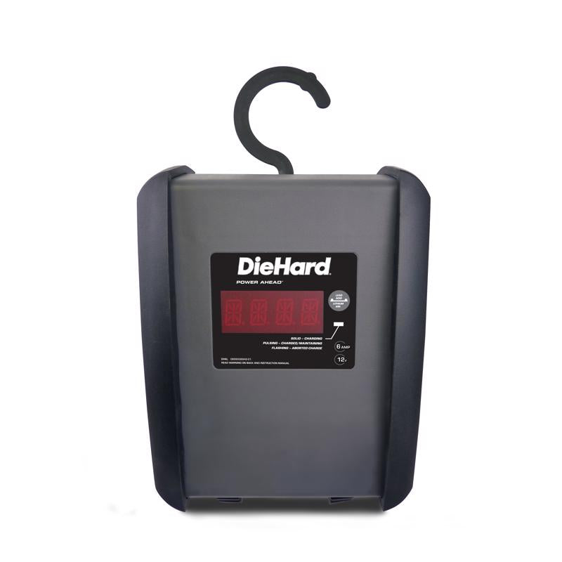 Emery Jensen 12V battery charger and maintenance monitor for vehicle batteries, shown against a neutral background.
