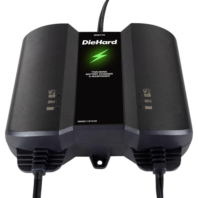 Emery Jensen 12V auto battery charger and monitor, compact device with display for charging car batteries.