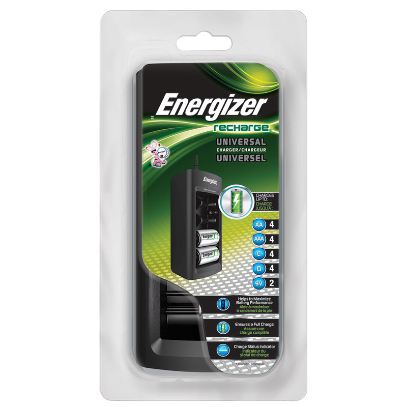 Emery Jensen universal battery charger for various batteries, featuring multiple charging ports and a compact design.
