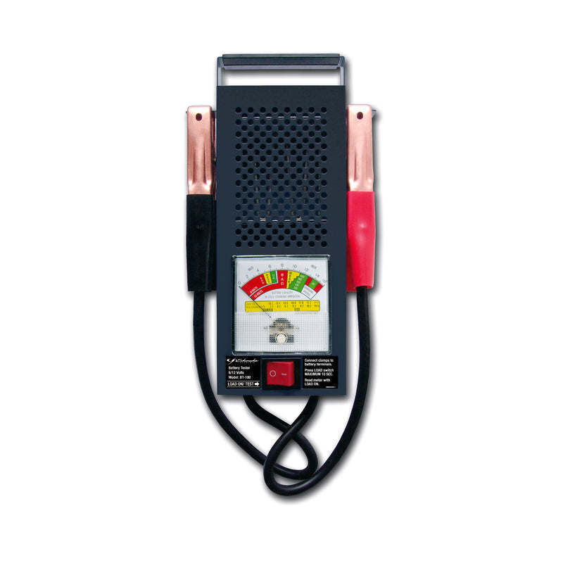 Emery Jensen battery tester for 6V and 12V batteries, showing device with digital display and testing ports for automotive use.