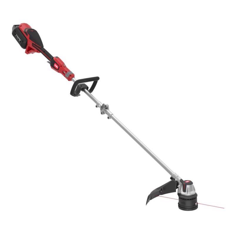 Emery Jensen Toro battery string trimmer 60V 16-inch cordless weed eater with adjustable trimming head and ergonomic grip.