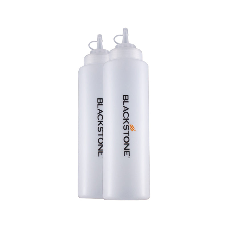 Emery Jensen 32oz BBQ basting bottles, 2-pack, used for applying sauces and marinades during grilling and cooking.