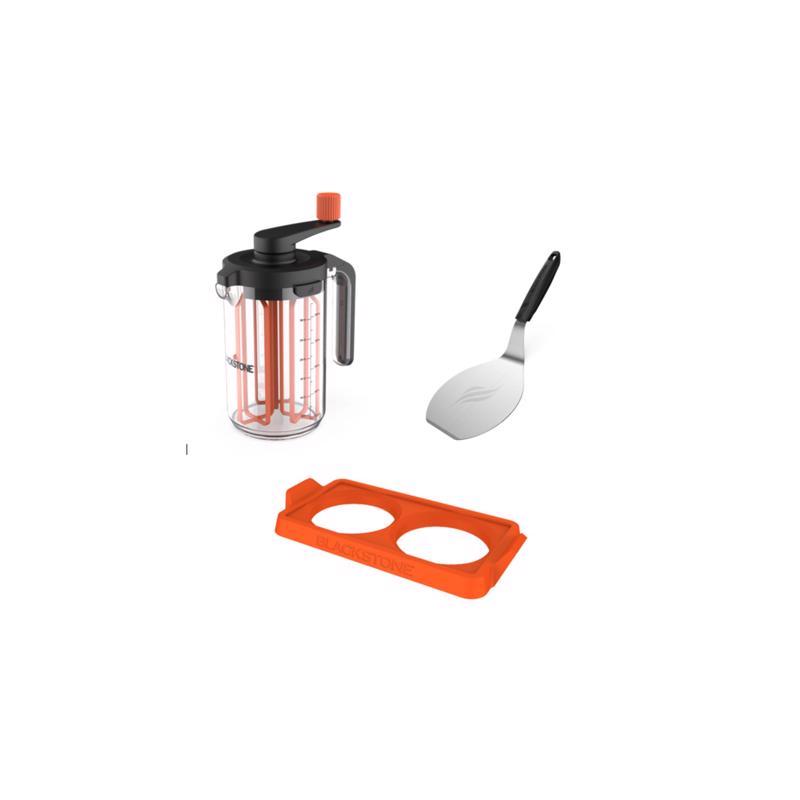Emery Jensen 4-piece BBQ cooking accessories breakfast kit with spatula, tongs, fork, and basting brush for grilling.