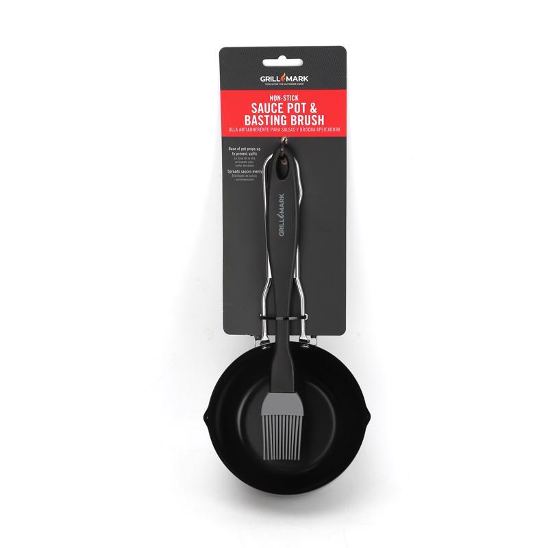 Emery Jensen 10-inch black BBQ grilling basting set with brushes and tools for outdoor cooking.