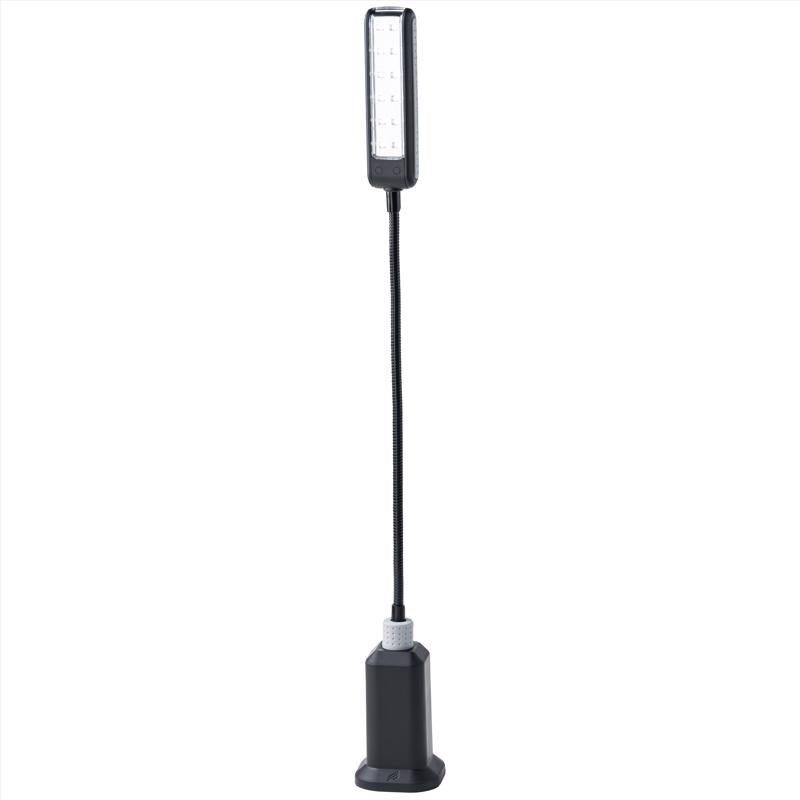 Black LED grill light from Emery Jensen, perfect for BBQ cooking, attaches easily to illuminate grilling areas.