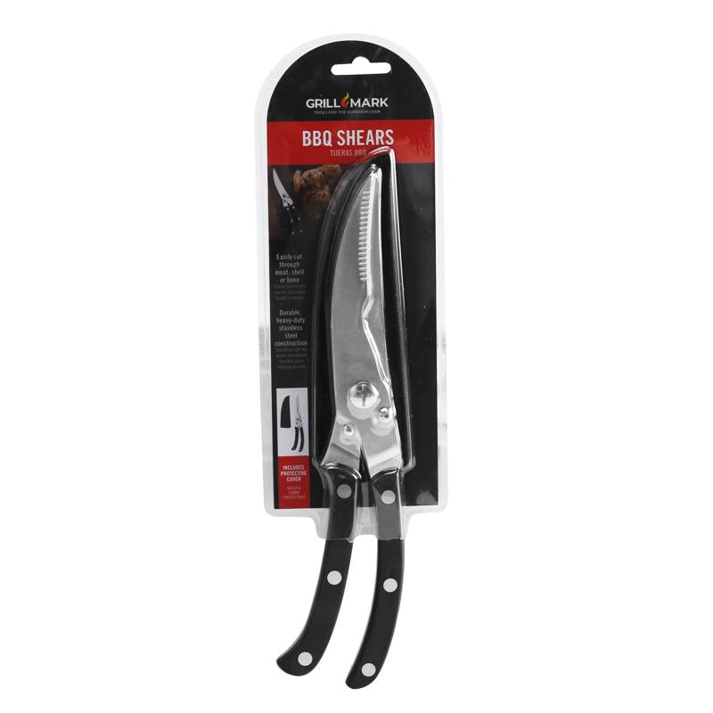 Emery Jensen stainless steel meat shears for BBQ, 1-pack, heavy-duty kitchen and grilling cooking accessories, durable and easy to clean.