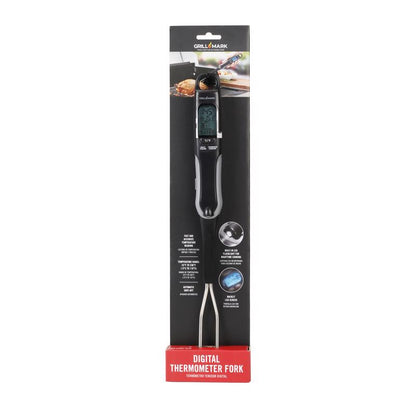 Emery Jensen BBQ cooking accessories, black plastic thermometer management tool for grilling and outdoor cooking.