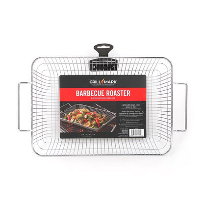 Emery Jensen BBQ roasting basket measuring 16.7x10.5 inches, ideal for grilling and cooking meat on the barbecue.