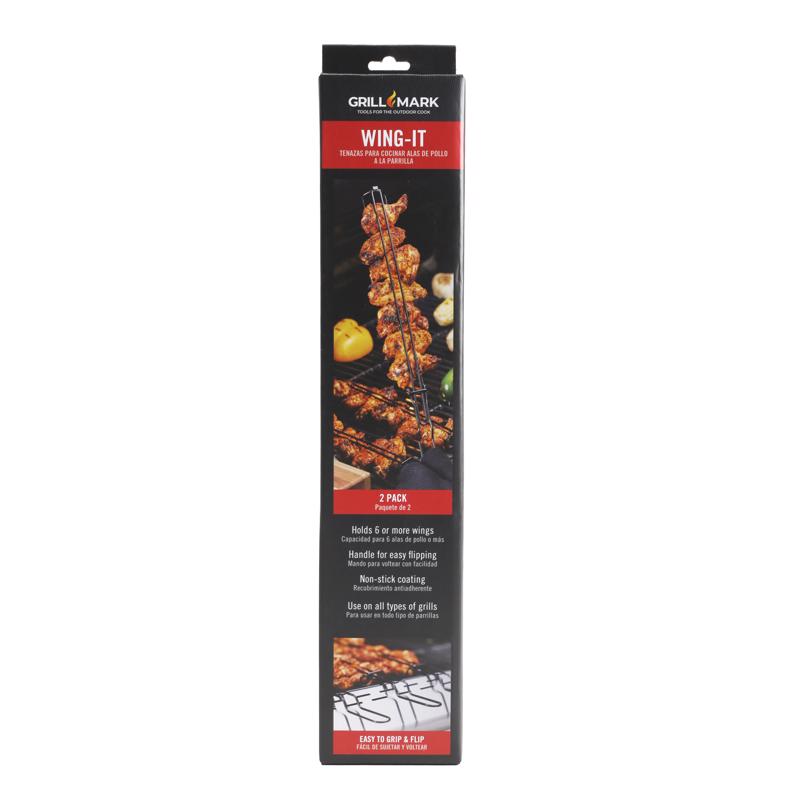 Black steel skewers from Emery Jensen, a 2-pack of BBQ cooking accessories perfect for grilling meat and vegetables.