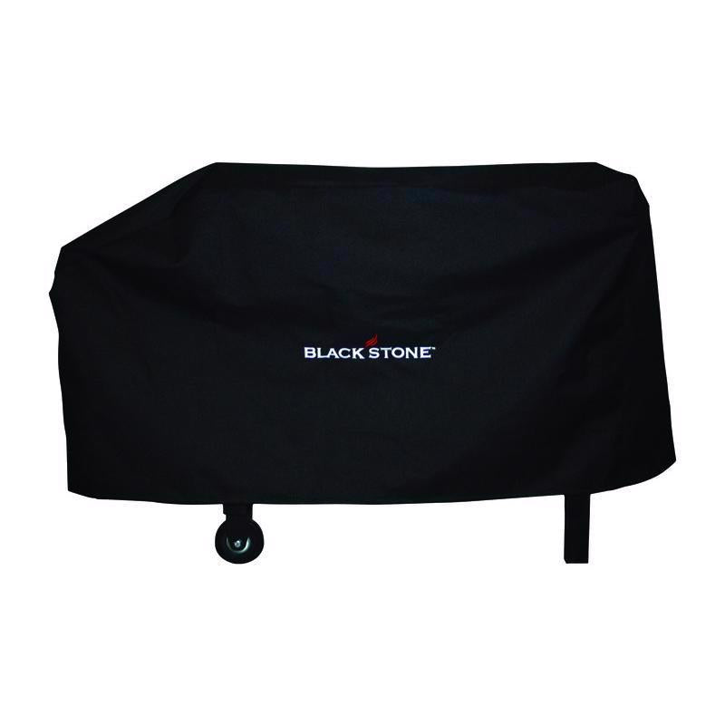 Emery Jensen 28-inch BBQ grill griddle cover protecting a flat-top griddle from outdoor elements.