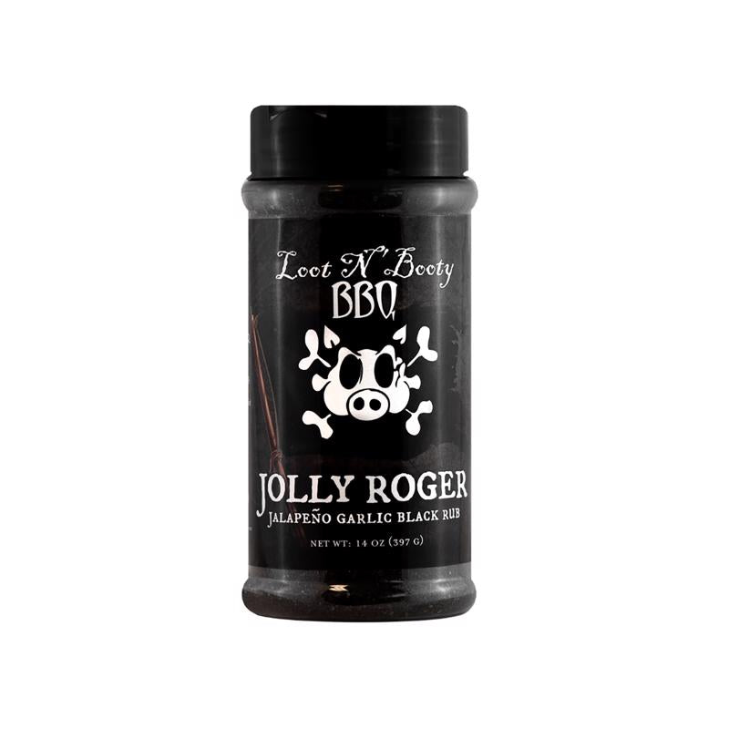 Emery Jensen BBQ Jalapeno Garlic Rub in a 14oz jar, spicy seasoning for grilling and BBQ meat.