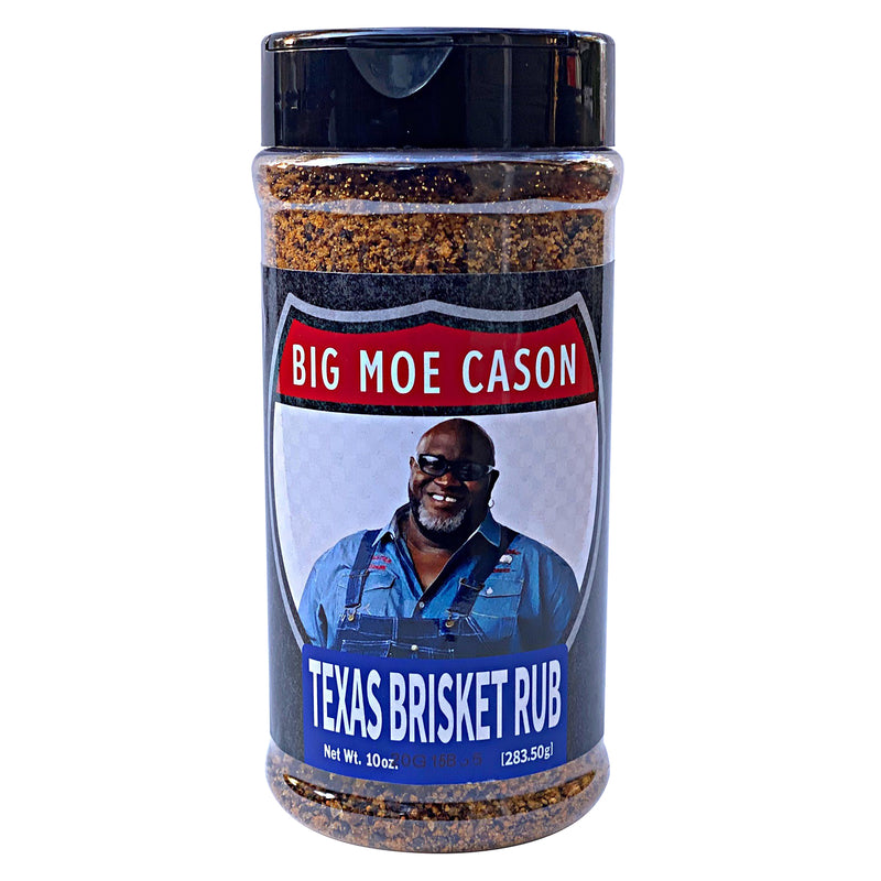 Emery Jensen Texas BBQ Rub in a 10oz jar, flavorful seasoning for grilling and smoking meats, perfect for Texas-style barbecue.