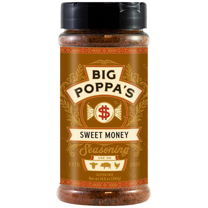 Emery Jensen BBQ seasoning and rub in a 14oz container, ideal for adding smoky flavor to grilled meats