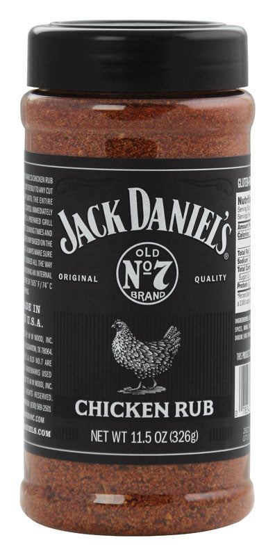 Emery Jensen Chicken Rub BBQ seasoning in 11.5oz jar, with spices and herbs for flavorful grilled chicken.