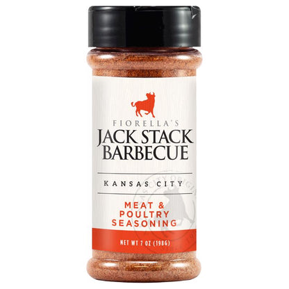 Emery Jensen Jack Stack Meat & Poultry BBQ Seasoning Rub in 7 oz jar, seasoning for meats and poultry, flavorful spice blend