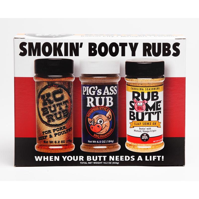 Emery Jensen Rub Your Butt gift pack featuring BBQ seasonings and rubs for grilling and smoking.