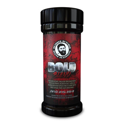 Emery Jensen Seasng Bold Blend BBQ seasoning in a 10oz container, perfect for flavorful grilling and smoking meat dishes.