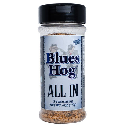 Emery Jensen BBQ seasoning all-purpose 6oz jar with a black lid, ideal for grilling and enhancing grilled meats.