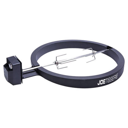 Emery Jensen BBQ grill rotisserie kit with skewers and forks for outdoor grilling and roasting meat.