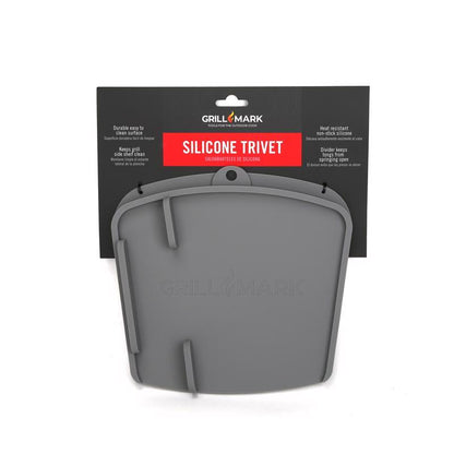 Gray silicone BBQ mat from Emery Jensen, open stock, designed for grilling protection and easy cleanup in outdoor cooking.