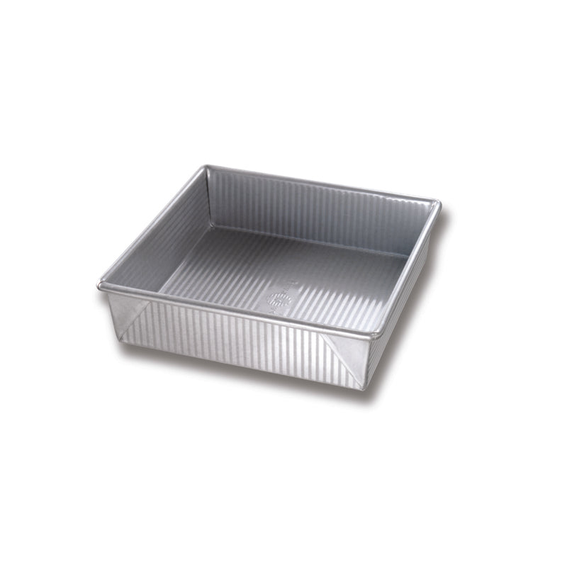 Square 9-inch cake pan from Emery Jensen's Best Tin Bakeware collection, ideal for baking cakes and desserts.