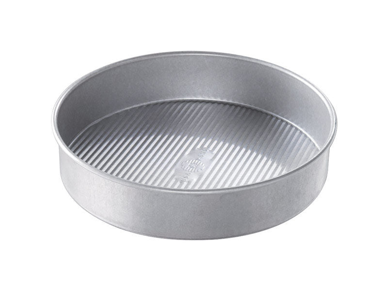 9-inch Emery Jensen round cake pan from Best Tin Bakeware, ideal for baking cakes with a non-stick metal surface.