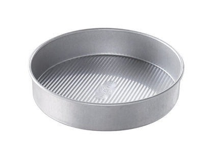 9-inch Emery Jensen round cake pan from Best Tin Bakeware, ideal for baking cakes with a non-stick metal surface.
