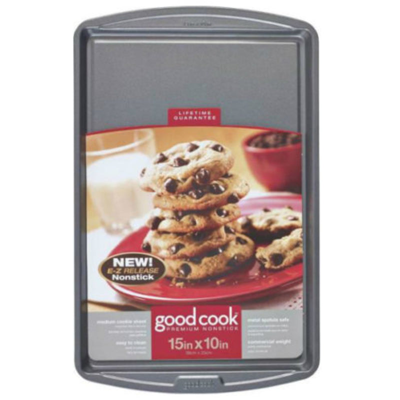 Emery Jensen 15x10-inch Better Tin Bakeware cookie sheet with raised edges for baking and roasting.