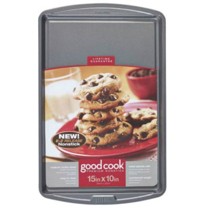 Emery Jensen 15x10-inch Better Tin Bakeware cookie sheet with raised edges for baking and roasting.