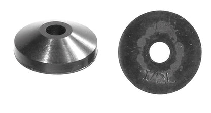 Pack of five Emery Jensen beveled washers for 1/2-inch faucet installation, durable metal construction for plumbing repairs.