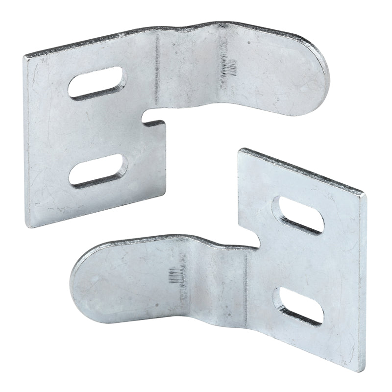 Emery Jensen bi-fold by-pass parts with aligner surface, metal components designed for door or window assembly.