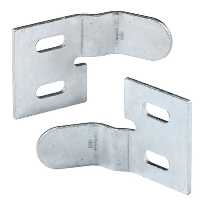 Emery Jensen bi-fold by-pass parts with aligner surface, metal components designed for door or window assembly.