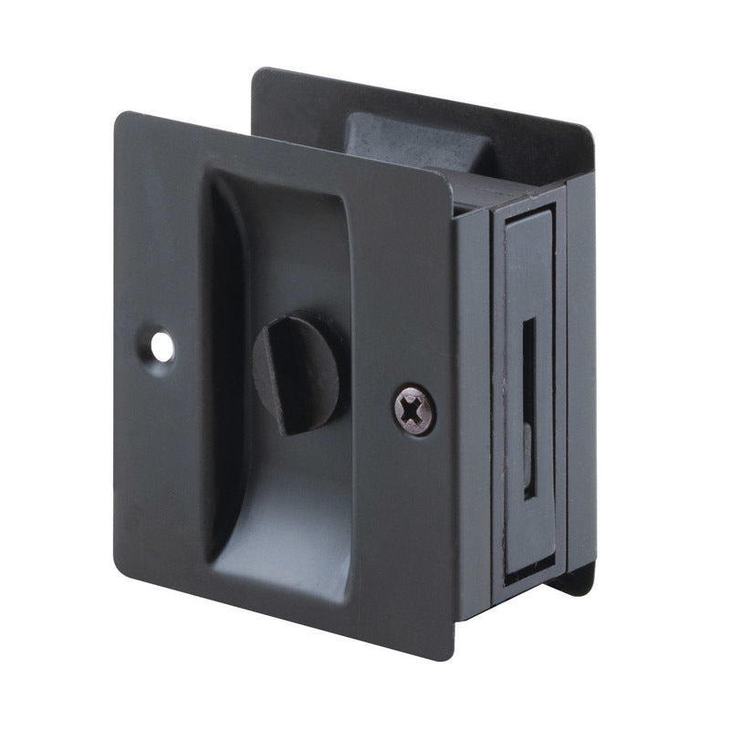 Emery Jensen PKT DR MORT Lok&Pull BRZ bi-fold/by-pass door parts, bronze finish, with handle and lock mechanism visible.