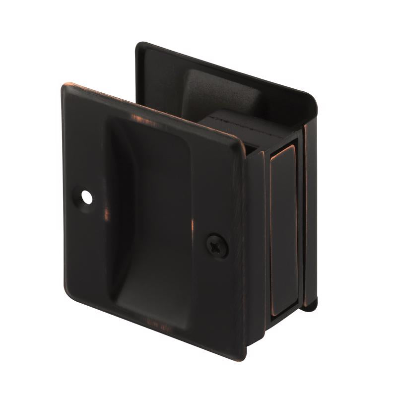 Emery Jensen pocket door pull handle for bi-fold and bypass doors, brass finish, designed for easy grip and smooth operation.