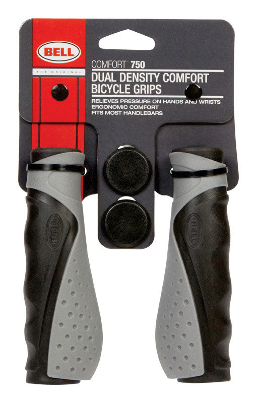 Ergonomic bike grips from Emery Jensen, black rubber handles designed for comfortable bike riding.