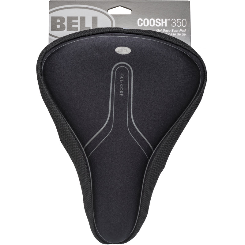 Black gel seat pad by Emery Jensen for bike accessories, providing comfort and support during cycling.