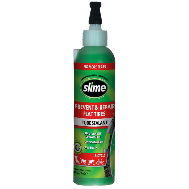 Emery Jensen 80z bike tire tube sealant in a container, used for preventing flats and sealing punctures in bike tires.