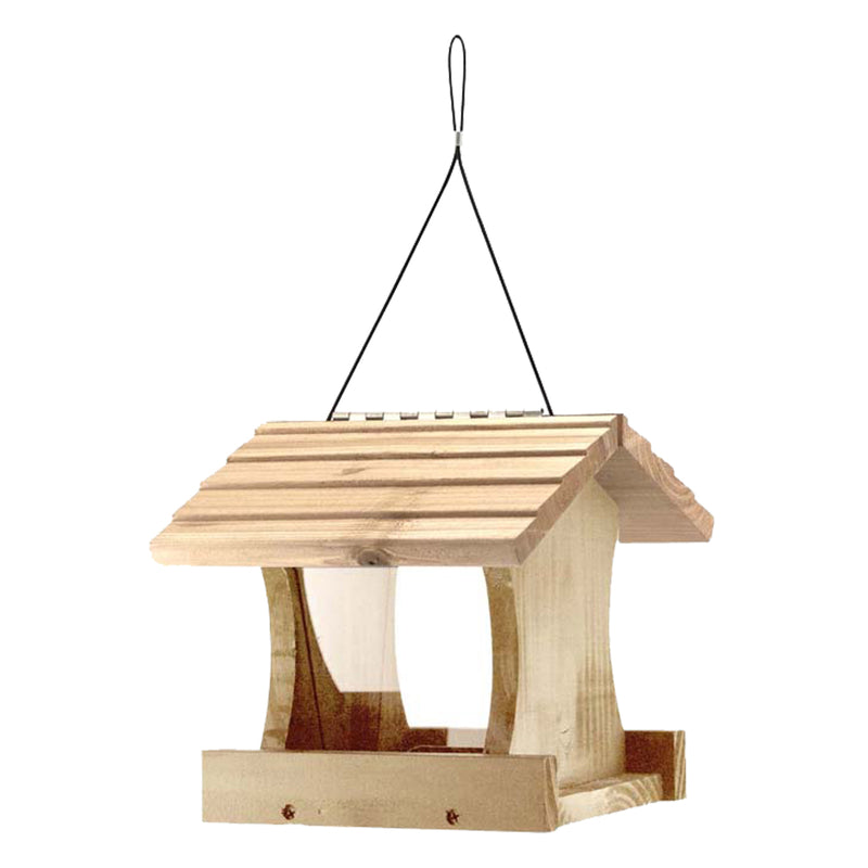 Emery Jensen cedar bird feeder in small size, 2.5lb capacity, designed for attracting small backyard birds.