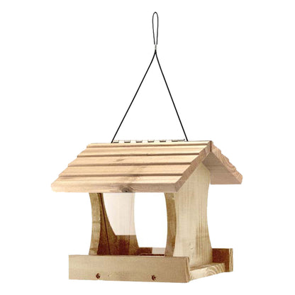 Emery Jensen cedar bird feeder in small size, 2.5lb capacity, designed for attracting small backyard birds.