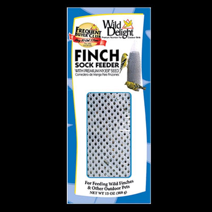 Blue Emery Jensen bird feeder with mesh design, showcasing a durable, functional bird feeding station in a natural outdoor setting.