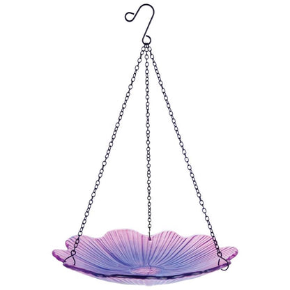 Emery Jensen bird feeder with glass and metal construction, 11 inches tall, designed for outdoor bird feeding.
