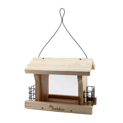 Emery Jensen large ranch bird feeder with suet holder, designed for outdoor bird feeding and attracting wild birds.