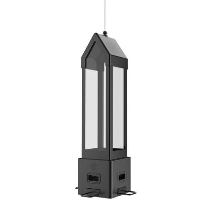 Emery Jensen squirrel lantern bird feeder with a rustic design, suitable for attracting small birds to your garden.