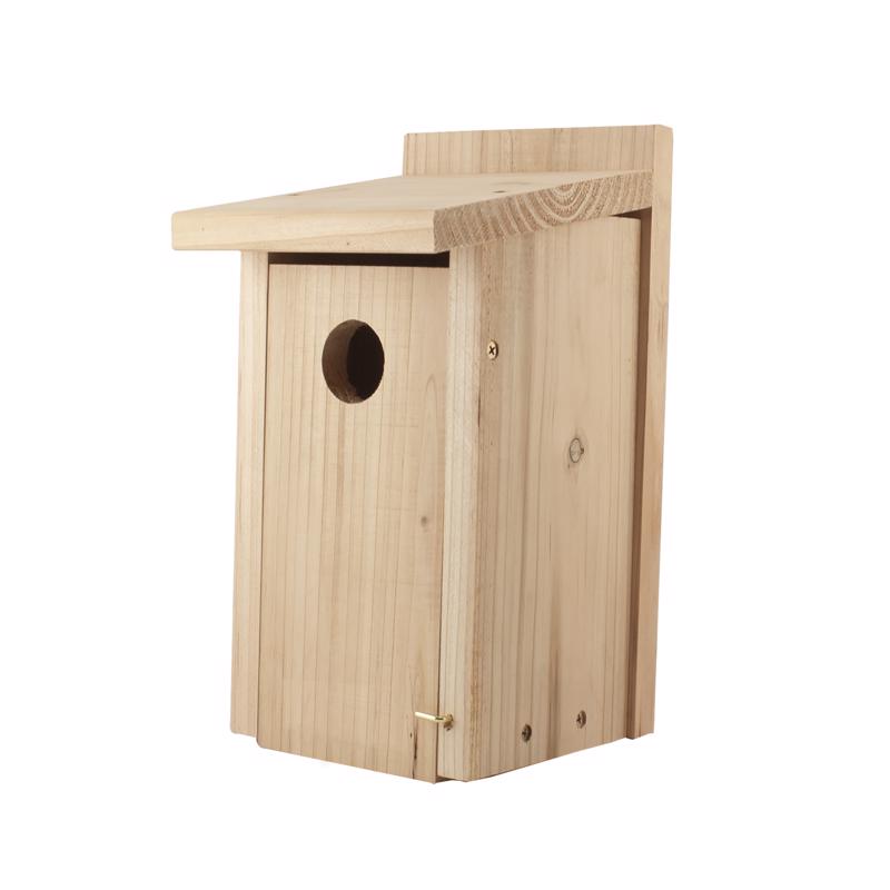 Emery Jensen bird house made of red cedar with a classic design, suitable for garden birds and outdoor use.