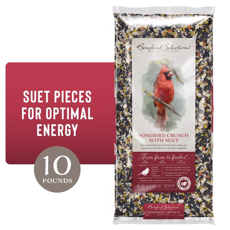 Emery Jensen bird seed in a 10-pound bag, featuring bird food with sunflower and grain mix for wild birds.