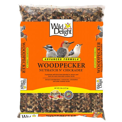 Emery Jensen bird seed for woodpeckers, 5-pound bag, natural bird food with mixed grains and seeds for attracting woodpeckers.